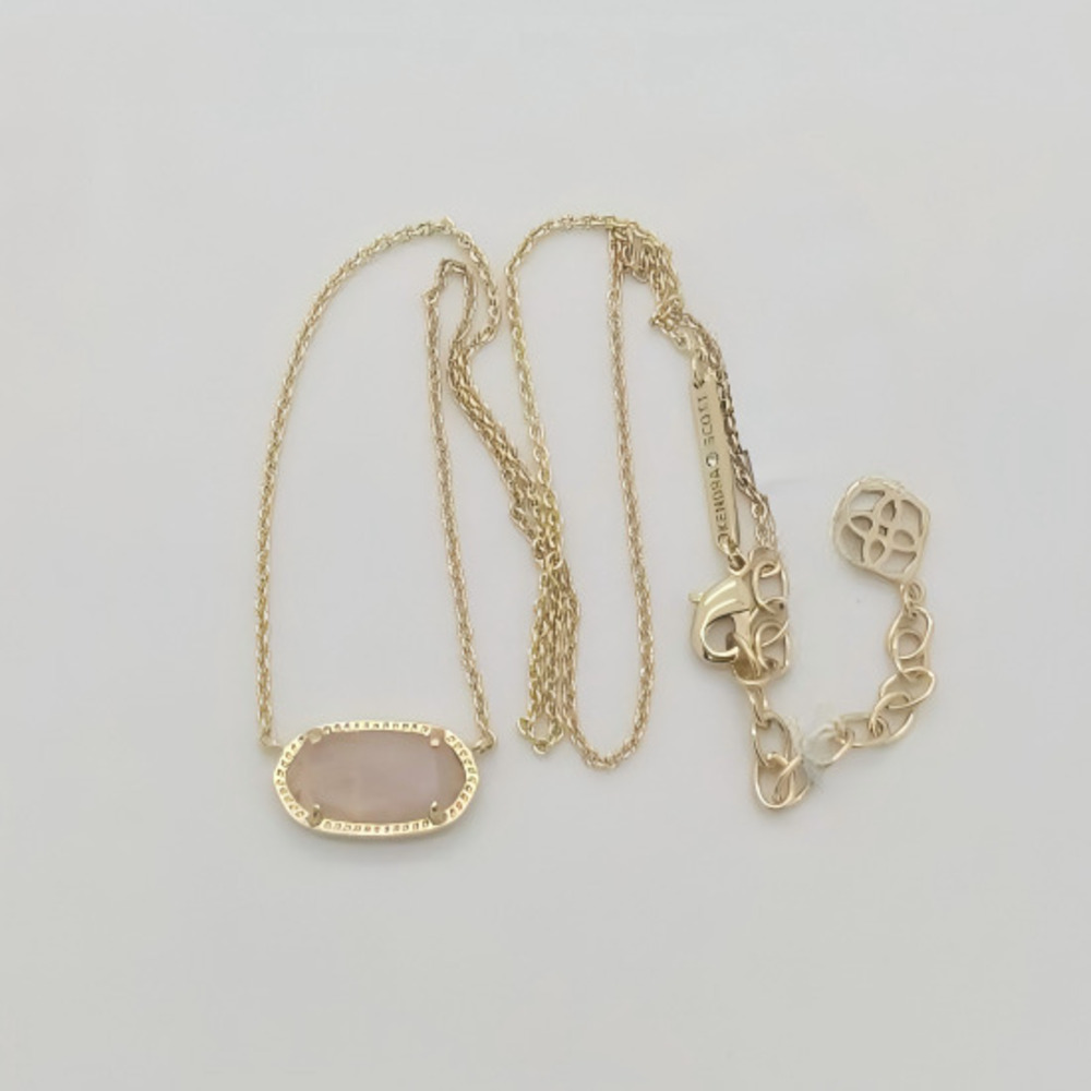 Kendra Scott Elisa Gold Pendant Necklace In Pink Quartz - Picture 3 of 5